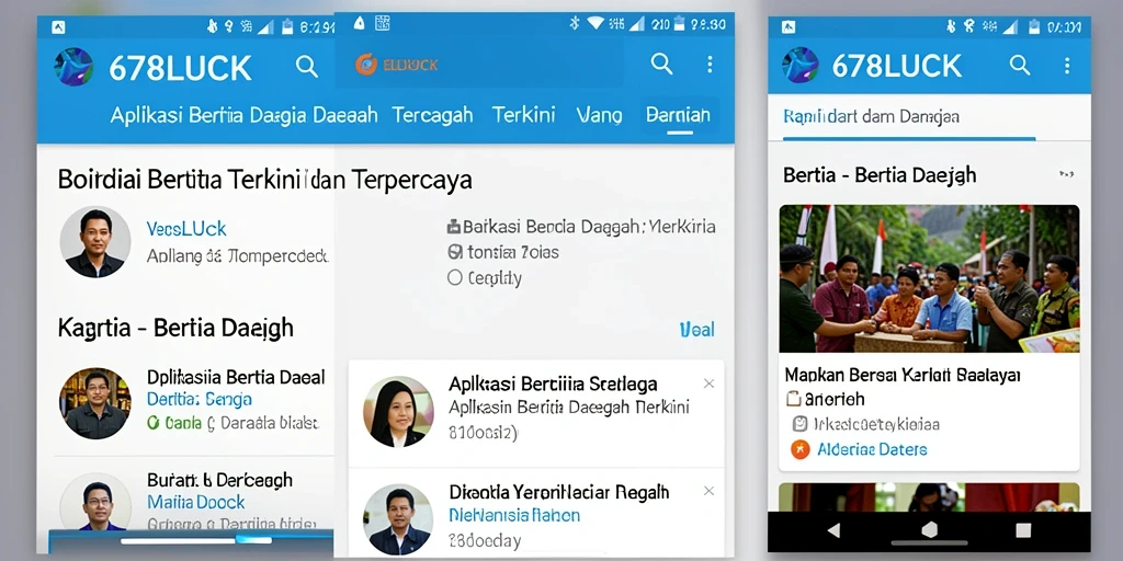 Tampilan antarmuka aplikasi 678LUCK dengan berita daerah terbaru.
