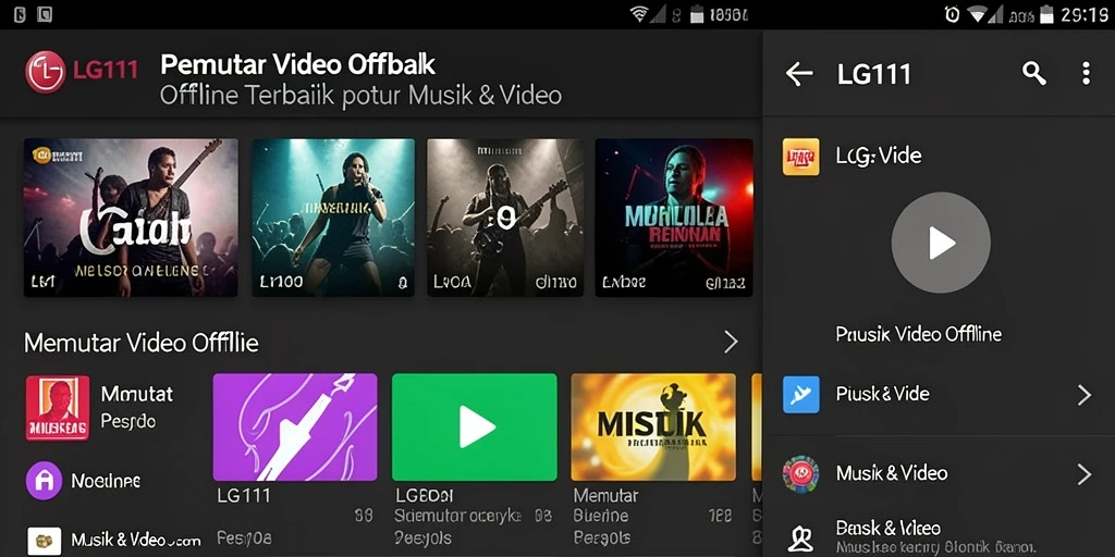 Antarmuka pengguna LG111 dengan fungsi Pemutar Video Offline yang intuitif.