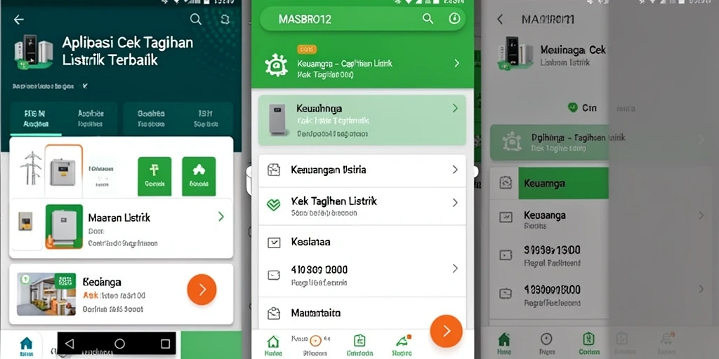 Tampilan antarmuka utama MASBRO12 untuk cek tagihan listrik.