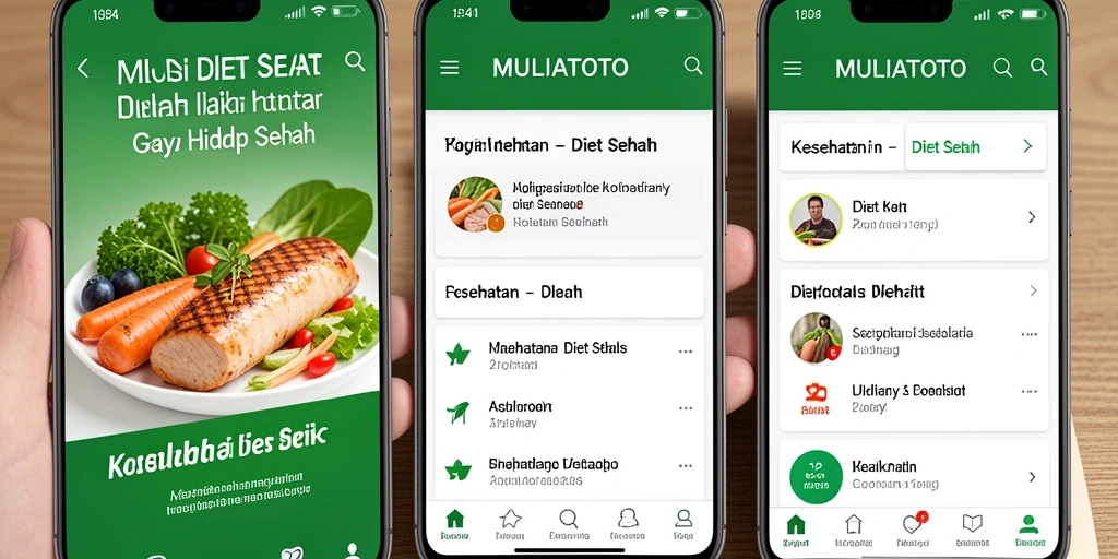 Screenshot antarmuka MULIATOTO yang menunjukkan fitur Diet Sehat.