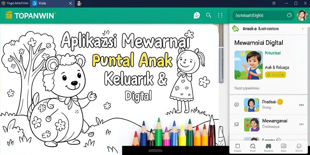 Antarmuka TOPANWIN menampilkan berbagai pilihan gambar mewarnai yang menarik.